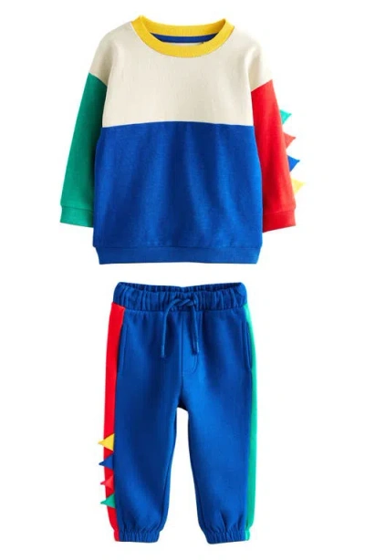 Next Kids' Colorblock Dinosaur Sweatshirt & Joggers Set In Multi