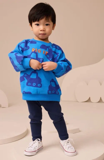 Next Kids' Digger Print Sweatshirt & Rib Leggings Set In Multi
