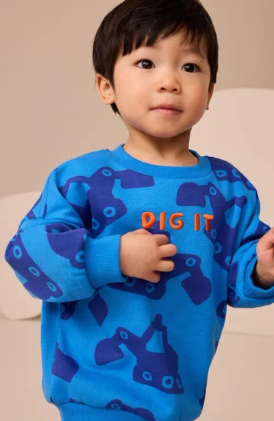 Next Kids' Digger Print Sweatshirt & Rib Leggings Set In Multi