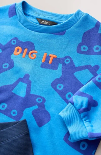 Next Kids' Digger Print Sweatshirt & Rib Leggings Set In Multi