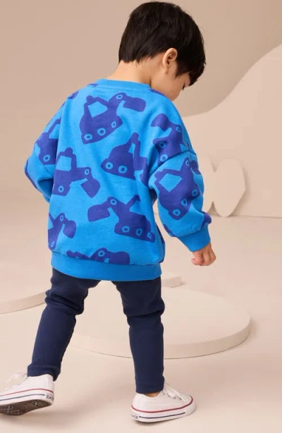 Next Kids' Digger Print Sweatshirt & Rib Leggings Set In Multi