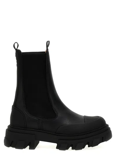 Ganni Black Leather Chelsea Boots In Black