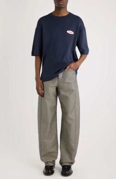 Jacquemus Le-t-shirt Stazione Logo Patch T-shirt In Blue