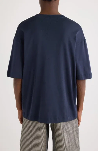 Jacquemus Le-t-shirt Stazione Logo Patch T-shirt In Blue