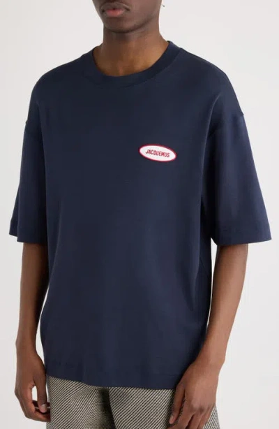 Jacquemus Le-t-shirt Stazione Logo Patch T-shirt In Blue