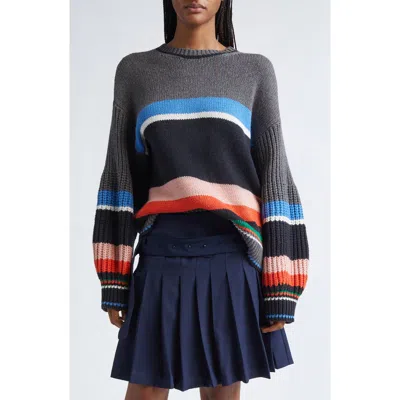 Stine Goya Stripe Oversize Cotton & Wool Blend Sweater In Multi