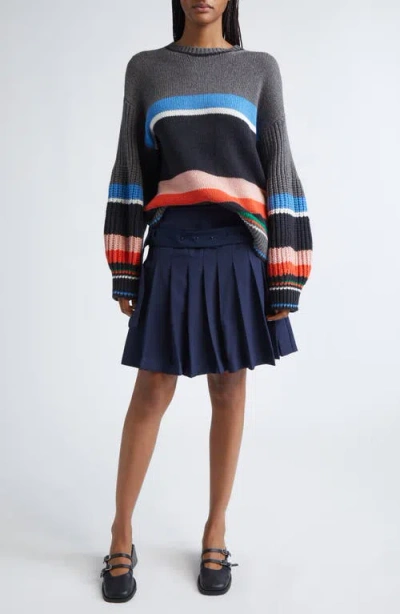 Stine Goya Stripe Oversize Cotton & Wool Blend Sweater In Multi