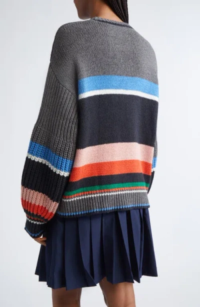 Stine Goya Stripe Oversize Cotton & Wool Blend Sweater In Multi
