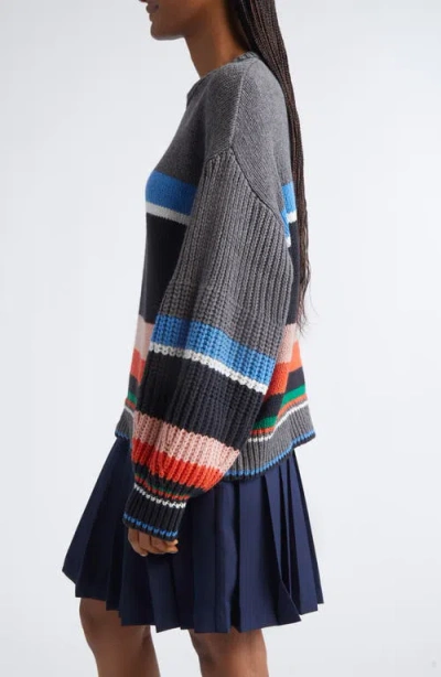 Stine Goya Stripe Oversize Cotton & Wool Blend Sweater In Multi