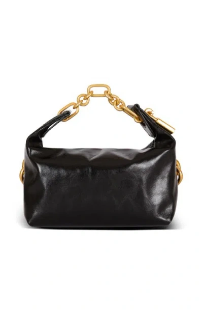 Balmain Sync Black Mini Handbag With Chain-link And Logo Plaque In Leather Woman In Black