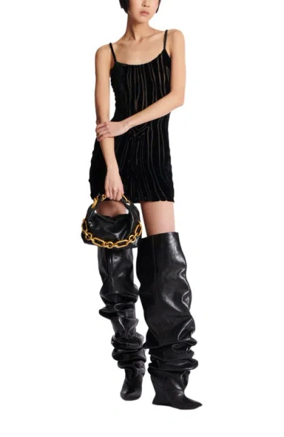 Balmain Sync Black Mini Handbag With Chain-link And Logo Plaque In Leather Woman In Black