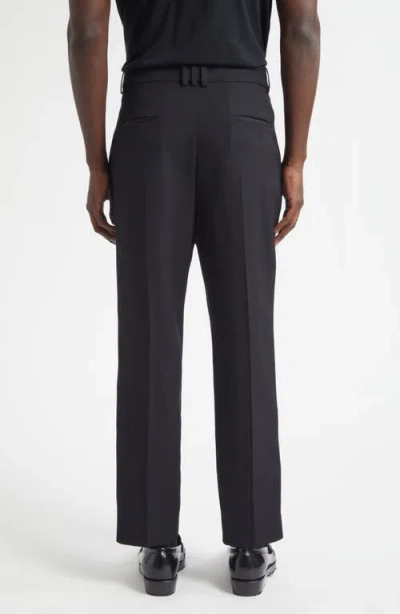 Balmain Pleated Pinstripe Straight Leg Wool Pants In Black
