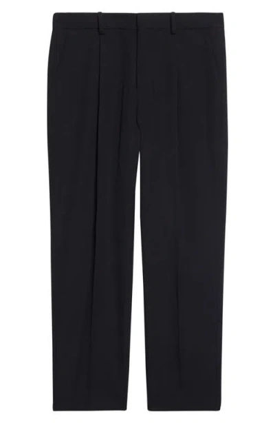 Balmain Pleated Pinstripe Straight Leg Wool Pants In Black