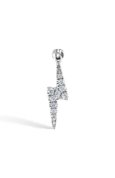 Maria Tash 18ct Diamond And Sapphire Lightning Bolt Charm Single Threaded Stud Earring In Silver