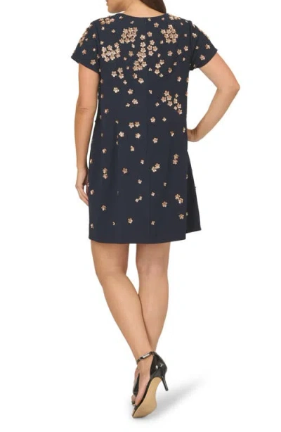 Adrianna Papell Plus Size Bead Short-sleeve Dress In Blue