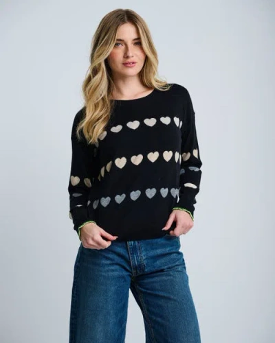Lisa Todd Love Track Cotton Cashmere Heart Sweater In Black