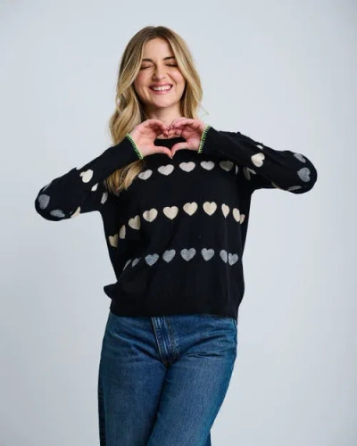 Lisa Todd Love Track Cotton Cashmere Heart Sweater In Black