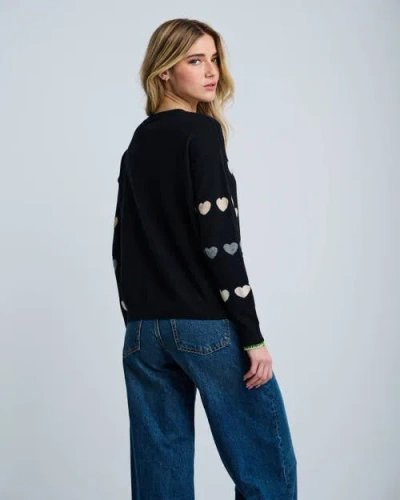 Lisa Todd Love Track Cotton Cashmere Heart Sweater In Black