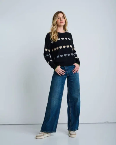 Lisa Todd Love Track Cotton Cashmere Heart Sweater In Black