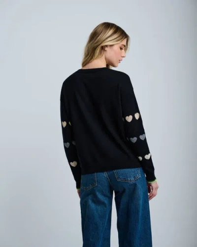 Lisa Todd Love Track Cotton Cashmere Heart Sweater In Black