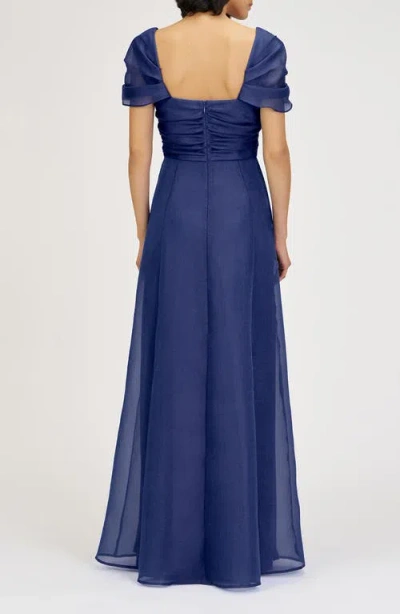 Js Collections Jane Ruched Bodice A-line Gown In Blue