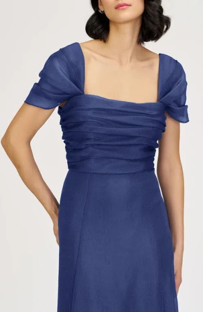 Js Collections Jane Ruched Bodice A-line Gown In Blue