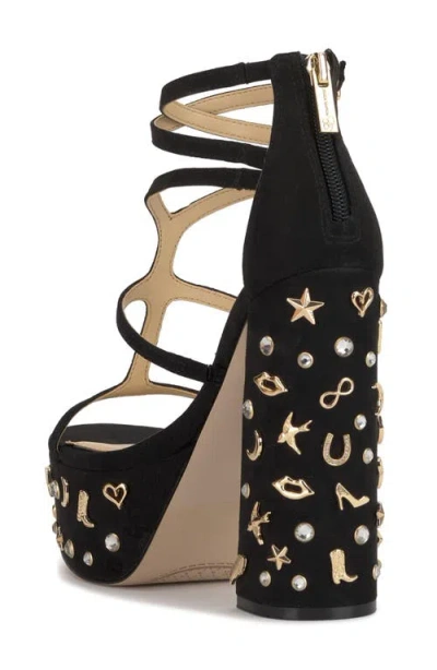 Jessica Simpson Women's Aamina Strappy Platform Anniversary High-heel Charm Sandals In Black