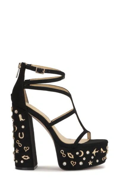 Jessica Simpson Women's Aamina Strappy Platform Anniversary High-heel Charm Sandals In Black