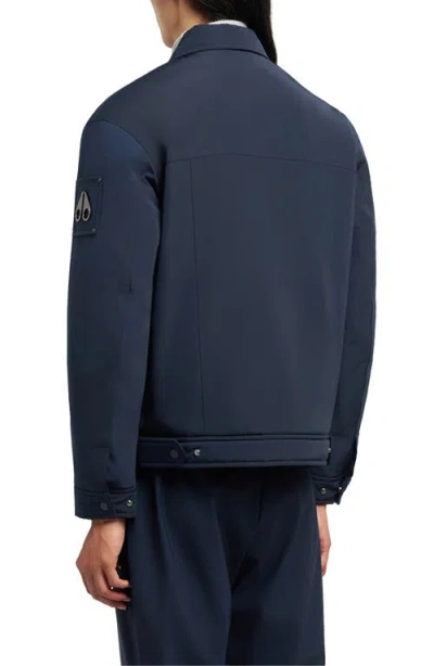 Moose Knuckles Jacque Bunny Water Resistant Faux Fur Lined Shirt Jacket In Blue