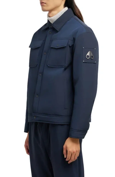 Moose Knuckles Jacque Bunny Water Resistant Faux Fur Lined Shirt Jacket In Blue
