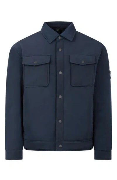 Moose Knuckles Jacque Bunny Water Resistant Faux Fur Lined Shirt Jacket In Blue