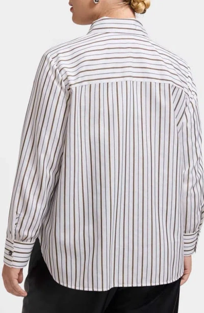 Foxcroft Meghan Metallic Stripe Cotton Blend Button-up Shirt In Animal Print