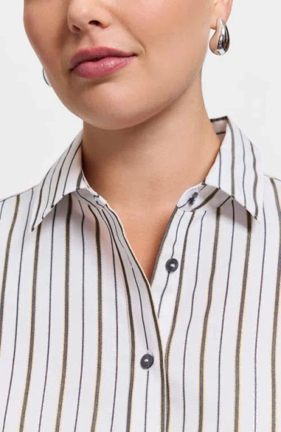 Foxcroft Meghan Metallic Stripe Cotton Blend Button-up Shirt In Animal Print