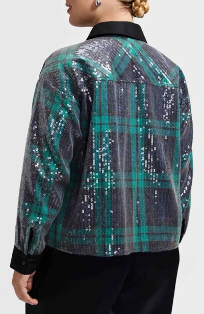 Foxcroft Marina Sequin Button-up Shirt In Multi