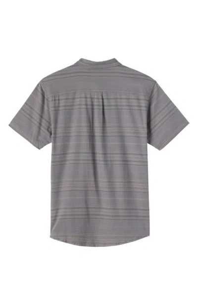 O'neill Kids' Seafaring Stripe Short Sleeve Stretch Cotton Button-up Shirt In Gray