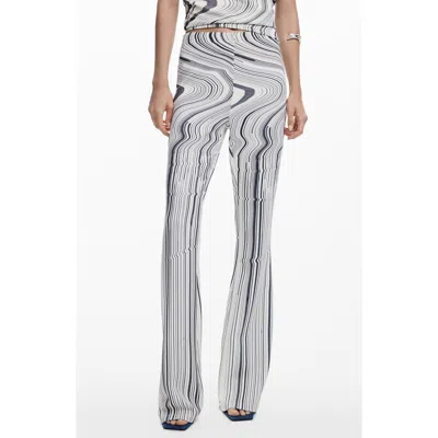 Desigual Distorted Stripe Flare Pants In Gray