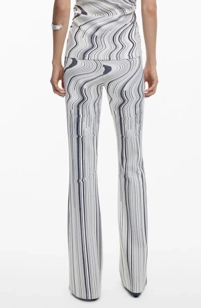 Desigual Distorted Stripe Flare Pants In Gray