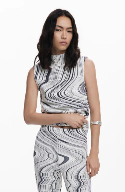 Desigual Distorted Stripe Flare Pants In Gray