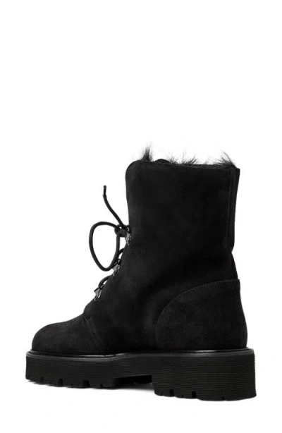 Aquatalia Eva Faux Shearling-lined Suede Hiker Booties In Black