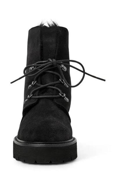 Aquatalia Eva Faux Shearling-lined Suede Hiker Booties In Black