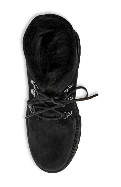 Aquatalia Eva Faux Shearling-lined Suede Hiker Booties In Black