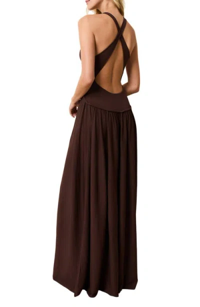 Solid & Striped The Maggie Crossback Maxi Dress In Brown