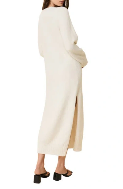 Solid & Striped Edith Long Sleeve Maxi Sweater Dress In White