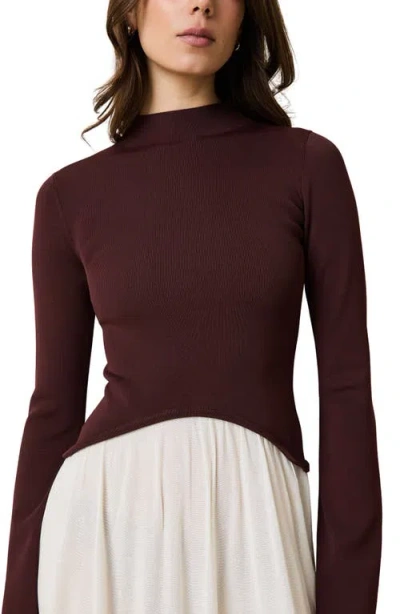 Solid & Striped The Soglio Long Sleeve Maxi Swetter Dress In Brown