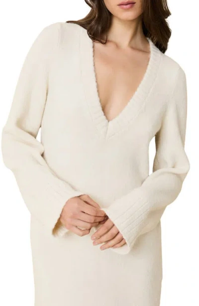Solid & Striped Edith Long Sleeve Maxi Sweater Dress In White