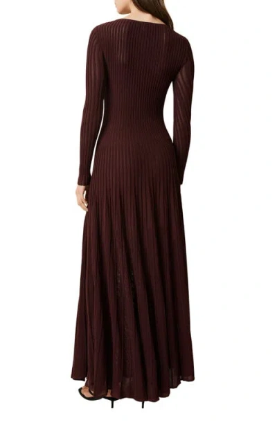 Solid & Striped The Sloane Long Sleeve Pointelle Rib Maxi Sweater Dress In Burgundy