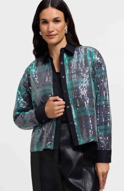 Foxcroft Marina Sequin Button-up Shirt In Multi