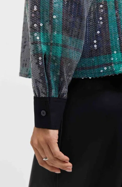 Foxcroft Marina Sequin Button-up Shirt In Multi