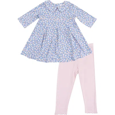 Angel Dear Kids' Country Calico Pleated Dress & Leggings Set In Multi