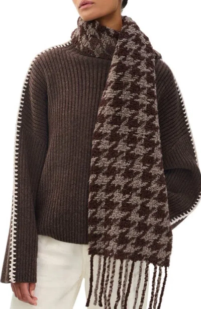 Rag & Bone Nora Houndstooth Alpaca Blend Scarf In Brown